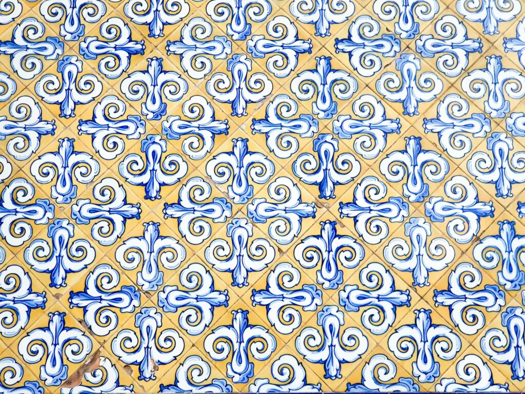 yellow and blue spanish tile