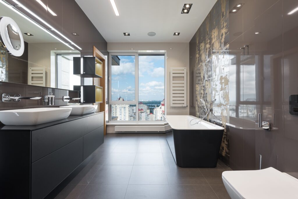 Bathroom floor tile large format